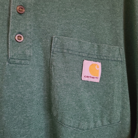 carhartt loose fit heavyweight short-sleeve pocket henley t-shirt green mens XL - Picture 3 of 5
